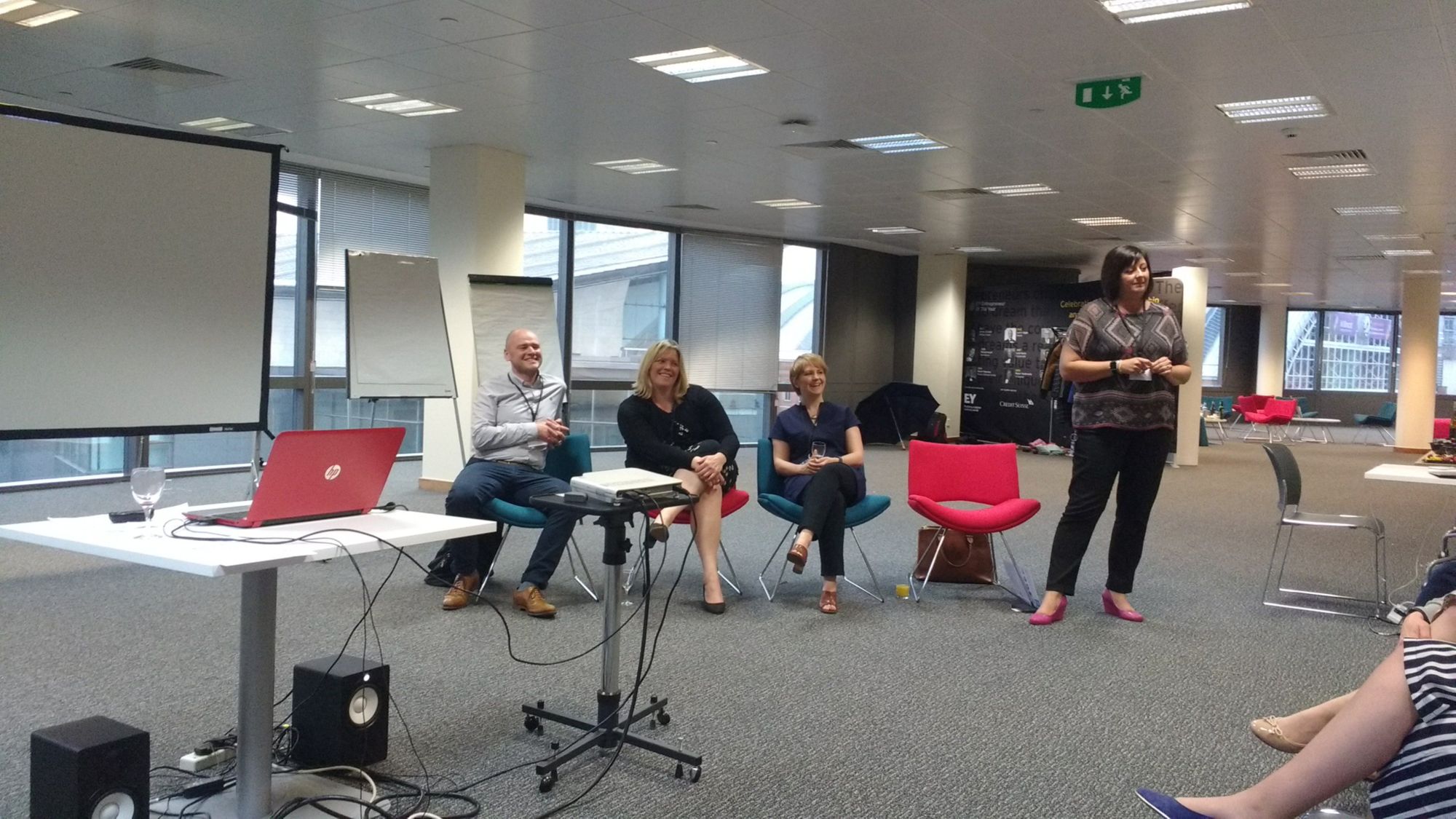 Tony Yates standing at the front of health tech women